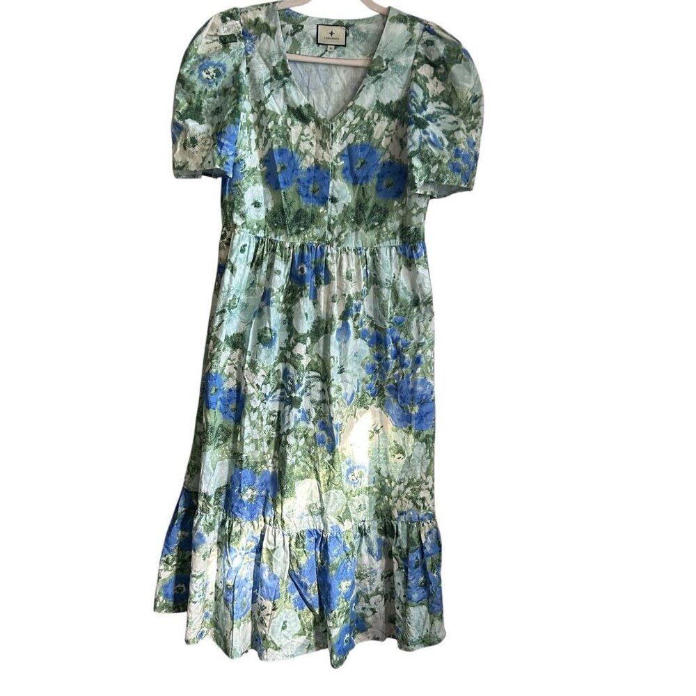 Tuckernuck Floral Prairie Puff Sleeve dress Ruffle Cottagecore Midi Chic Easter